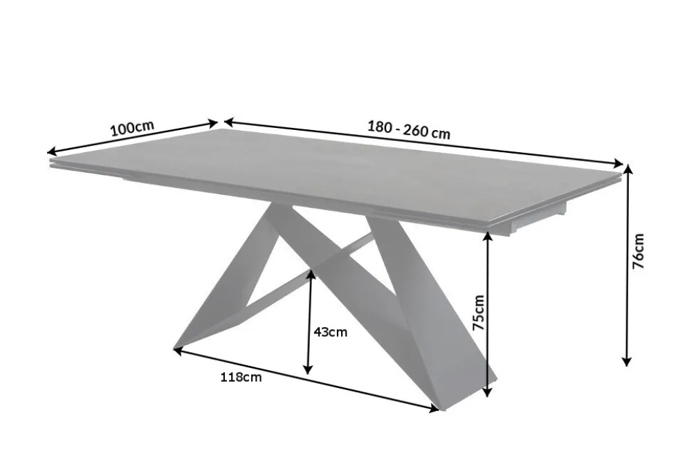 Ausziehbarer Esstisch PROMETHEUS 180-220-260cm Lava Keramik made in Italy
