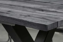 Ausziehbarer Esstisch WILD 160-200cm grau gekälkt Wildeichen-Design Baumkante schwarz
