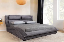 Bett SWING 180x200cm grau Vogue Seiden Samtstoff