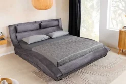 Bett SWING 180x200cm grau Vogue Seiden Samtstoff