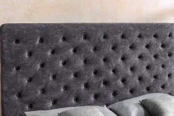 Boxbett PARIS 180x200cm grau Samt mit Stauraum und Lattenrost