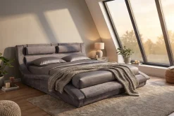 Boxbett SWING 180x200cm grau Vogue Seiden Samtstoff inkl. Stauraum und Lattenrost