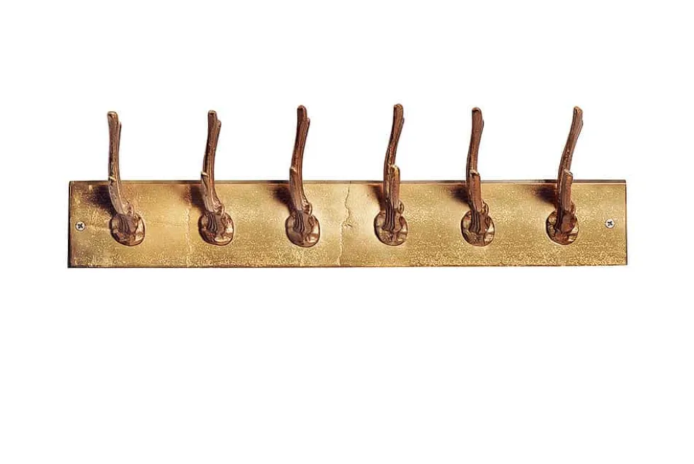 Dekorative Wandgarderobe DEER 50cm gold Metall Hirschgeweih Kleiderhaken