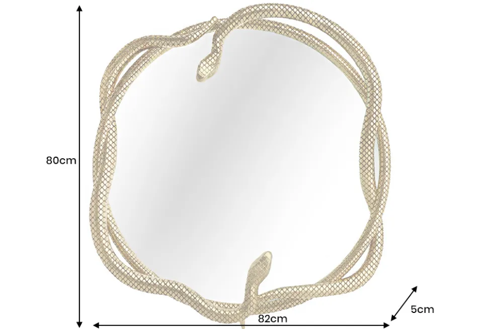 Dekorativer Spiegel SNAKE XL 85cm gold Metall Schlangen-Skulptur