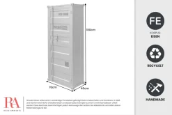 Design Aktenschrank GLOBETROTTER 180cm gold Eisen Container Upcycling Highboard