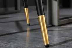 Design Barhocker PARIS grau Samt mit Lehne Metall schwarz gold Ziersteppung