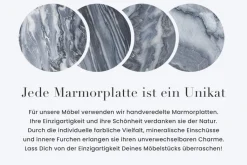 Design Beistelltisch 2er Set ELEMENTS 40cm grau Marmor schwarzes Gestell rund