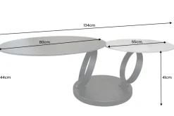 Design Couchtisch DANCING RINGS schwarz grau rund drehbar Keramik Metall
