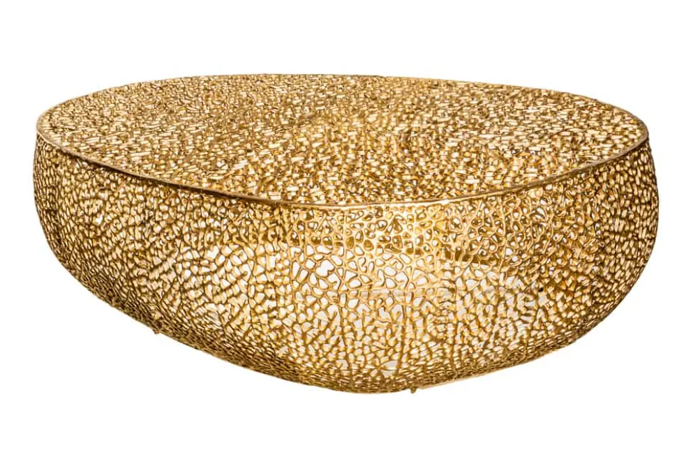 Design Couchtisch LEAF 130cm gold Metall-Aluminium-Legierung handmade