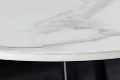 Design Couchtisch MARVELOUS 70cm weiß Marmor Keramik schwarzes Metall