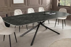 Design Esstisch OSAKA 200cm anthrazit Keramik schwarz Sterngestell Metall