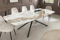 Design Esstisch OSAKA 160cm weiß schwarz Pandora Keramik Sterngestell Metall