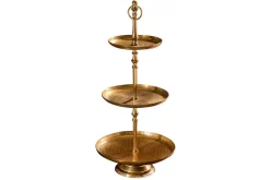 Design Etagere ORIENT 65cm gold im Wild Hammerschlag mit drei Etagen