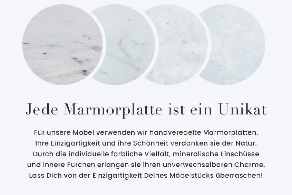 Design Konsolentisch EXTRAVAGANCIA 140cm weiß Marmor brushed champagner gold Metall