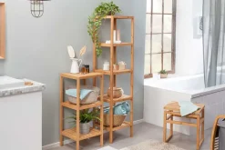 Design Regal LAGOON SPA 80cm Bambusholz zwei Fächer Badregal