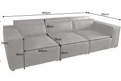 Design 3-Sitzer Sofa BOSSA NOVA 260cm antik taupe Microfaser Couch Wohnzimmer