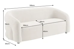 Design Sofa VOGUE 200cm grau Chenille Cremona 3-Sitzer Couch mit Nosagfederung