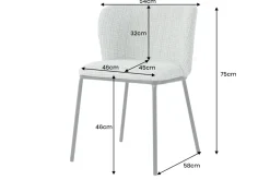 Design Stuhl LYON blau kariert Bouclé schwarze Metallbeine