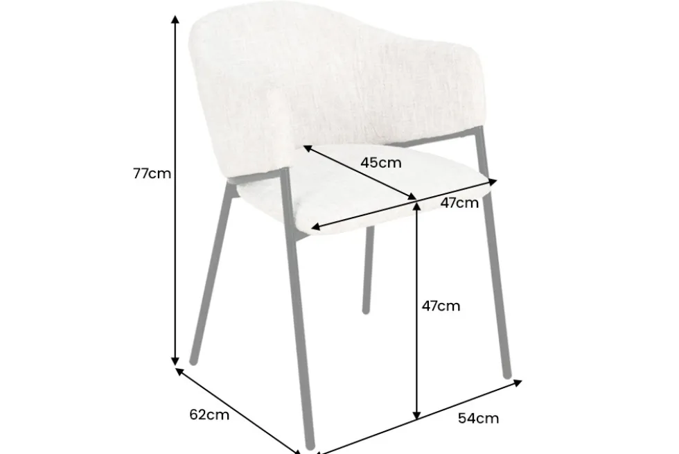 Design Stuhl NOBLESSE beige Chenille schwarzes Metallgestell