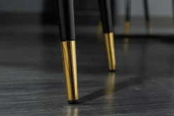Design Stuhl PARIS grün Samt mit Armlehnen Ziersteppung goldene Fußkappen
