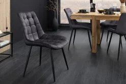 Design Stuhl ROADSTAR grau Samt schwarze Metallbeine
