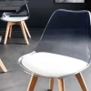 Design Stuhl SCANDINAVIA MEISTERSTÜCK transparent weiß Kunststoff Buchenholz natur