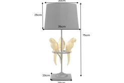 Design Tischlampe WILDLIFE 75cm schwarz gold rund Papagei Skulpturen mit Marmor-Fuß
