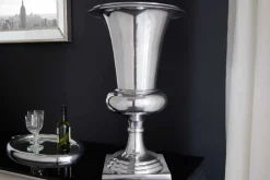 Design Vase GOAL 75cm silber Pflanzen Pokal Aluminium