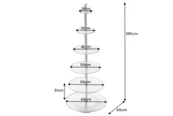 Design XXL Etagere ABSTRACT 180cm silber Metall mit sechs Etagen handmade