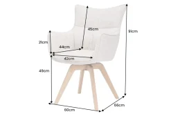Drehbarer Design Stuhl VOGUE rost braun natur Strukturstoff Eichenholz 360° mit Armlehne