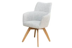 Drehbarer Stuhl ASGARD beige Strukturstoff mit Taschenfederkern und Armlehne