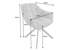 Drehbarer Stuhl PAPILLON brandy braun Echtleder mit Armlehne schwarzes Gestell
