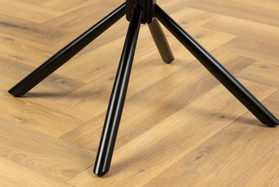 Drehbarer Stuhl SIGNATURE taupe Echtleder 360° mit Taschenfederkern schwarz Metall