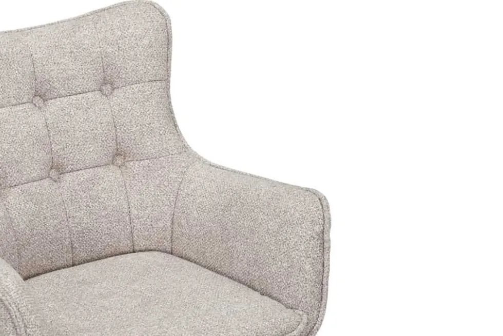 Drehbarer Stuhl THOR beige Strukturstoff braun Wenge Eichenholz 360° mit Armlehne