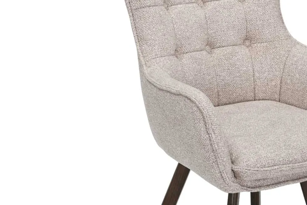 Drehbarer Stuhl THOR beige Strukturstoff braun Wenge Eichenholz 360° mit Armlehne