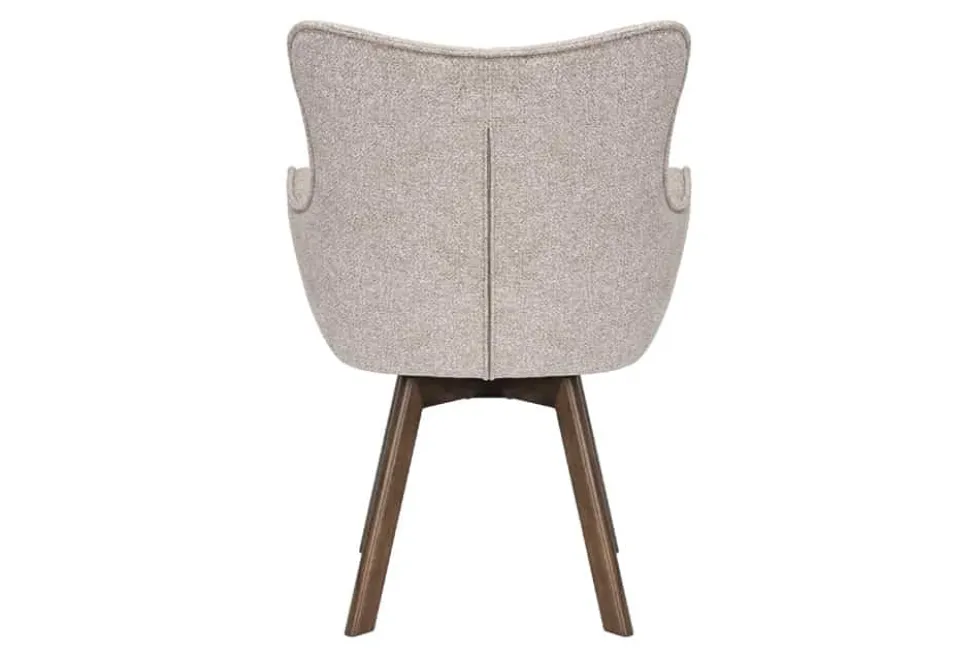 Drehbarer Stuhl THOR beige Strukturstoff braun Wenge Eichenholz 360° mit Armlehne