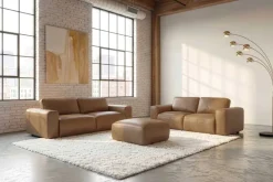Echtleder Sofa BIG GEORGE 205cm cognac Taschenfederkern 2-Sitzer Couch