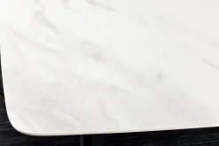 Esstisch MILANO 180cm weiß Marmor Keramik schwarzes Metallgestell