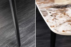 Esstisch MILANO 180cm weiß Pandora Keramik schwarzes Metallgestell