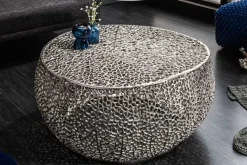 Filigraner Couchtisch LEAF 80cm silber Metall handmade Blatt-Design