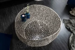 Filigraner Couchtisch LEAF 80cm silber Metall handmade Blatt-Design