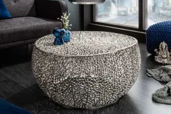 Filigraner Design Couchtisch ABSTRACT LEAF 80cm silber Handarbeit