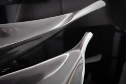 Handgearbeitete Deko Schale SILVER LEAF 80cm silber Aluminium