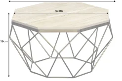 Handgefertigter Couchtisch DIAMOND 70cm beige Travertin schwarz Eisen