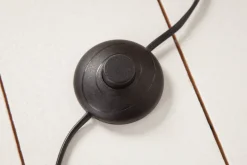 Handmade Stehlampe ROUSILIQUE 180cm schwarz Treibholzlampe Leinenschirm Baumstamm