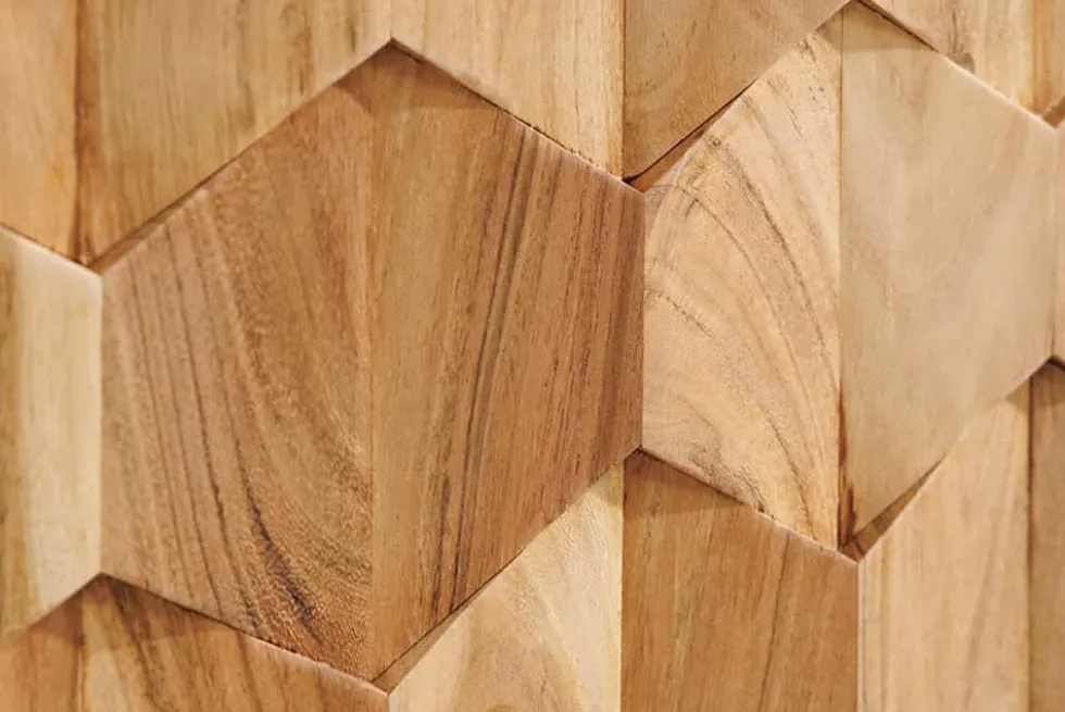Hängendes TV-Board MYSTIC LIVING 160cm Akazie natur 3D Oberfläche Massivholz