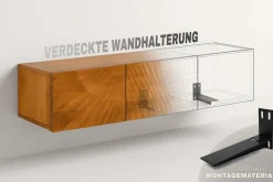 Hängendes TV-Board ORGANIC 160cm natur Akazienholz massiv handmade mit Schubladen