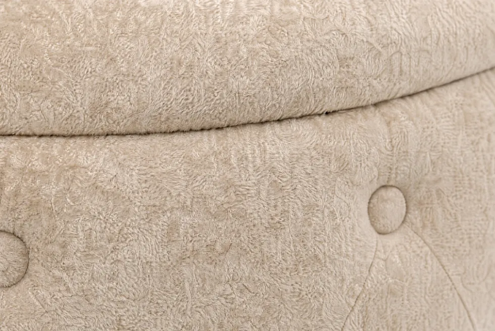 Hocker MODERN BAROCK 60cm champagner greige Bouclé mit Stauraum