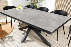 In- und Outdoor Esstisch GALAXIE 160cm hellgrau Keramik anthrazit Aluminium