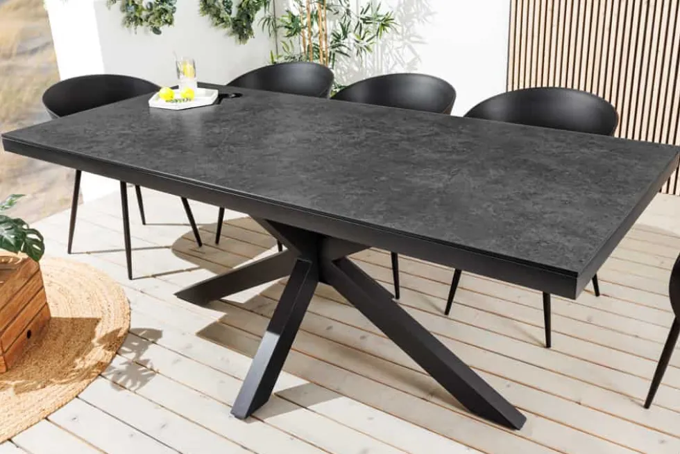 In- und Outdoor Esstisch GALAXIE 180cm anthrazit Keramik Aluminium Gartentisch